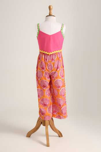 Shop_Minime Organics_Multicolor Cotton Lace Print Top And Pant Set _at_Aza_Fashions