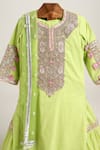 Buy_Minime Organics_Green Net, Muslin (mulmul) Gota Patti, Lace Embroidered Placket Kurta Set _Online_at_Aza_Fashions