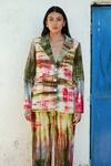 Raasa_Multi Color Handloom Cotton Splattered Colours Blazer And Trouser Set _Online_at_Aza_Fashions