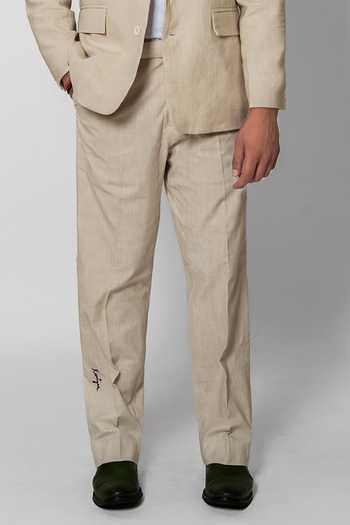Buy_Raasa_Off White Handloom Cotton Tailored Blazer And Trouser Set _Online_at_Aza_Fashions