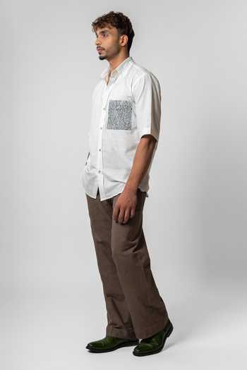 Raasa_White Handloom Cotton Line Work Shirt _Online_at_Aza_Fashions