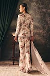 Shop_Mani Bhatia_Ivory Crepe, Satin Embroidery Arabella Floral Print Jacket And Palazzo Set _at_Aza_Fashions