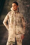 Shop_Mani Bhatia_Ivory Organza, Satin Sequins, Beads, Stones, Ida Floral Print Jacket Sharara Set _Online_at_Aza_Fashions