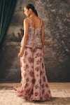 Shop_Mani Bhatia_Pink Satin, Chiffon Embroidery, Beads, Sequins Fia Corset Sharara Set _at_Aza_Fashions
