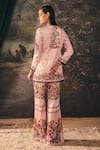 Shop_Mani Bhatia_Pink Satin, Net Embroidery Silvara Printed Jacket Palazzo Set _at_Aza_Fashions
