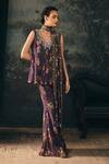 Buy_Mani Bhatia_Wine Crepe, Satin Beads, Pearls, Crystals Miraya Floral Print Top Palazzo Set _at_Aza_Fashions