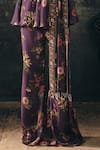 Mani Bhatia_Wine Crepe, Satin Beads, Pearls, Crystals Miraya Floral Print Top Palazzo Set _Online_at_Aza_Fashions