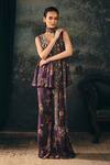 Shop_Mani Bhatia_Wine Crepe, Satin Beads, Pearls, Crystals Miraya Floral Print Top Palazzo Set _Online_at_Aza_Fashions