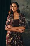 Buy_Mani Bhatia_Maroon Crepe Embroidery, Sequins, Beads Ophelia Floral Print Jacket Set _Online_at_Aza_Fashions