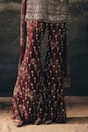 Mani Bhatia_Maroon Organza, Satin, Net Embroidery, Maline Floral Jacket Sharara Set _Online_at_Aza_Fashions