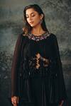 Buy_Mani Bhatia_Black Satin, Chiffon Beads, Plume Placement Embroidered Top And Palazzo Set _Online_at_Aza_Fashions
