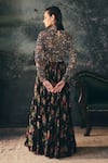 Shop_Mani Bhatia_Black Satin, Net, Chiffon Embroidery, Sequins, Glacia Anarkali With Bustier _at_Aza_Fashions
