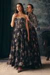 Buy_Mani Bhatia_Black Organza, Satin Sequins, Beads Elara Embroidered Corset And Skirt Set _Online_at_Aza_Fashions