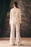 Shop_Mani Bhatia_Ivory Crepe, Satin Stones Nyssa Floral Embroidered Jacket Palazzo Set _at_Aza_Fashions
