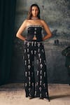 Buy_Mani Bhatia_Black Satin Sequins, Stones, Beads Ayesha Embroidered Corset And Pant Set _at_Aza_Fashions
