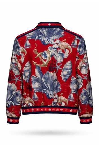 Shop_MR. Ajay Kumar_Multi Color Polyester Oceanic Print Bomber Jacket 