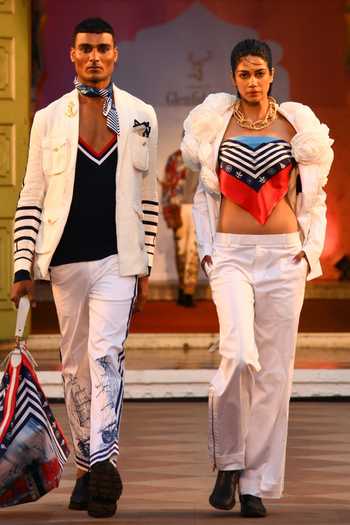 MR. Ajay Kumar_White Linen Nautical Hunter Blazer 