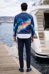 MR. Ajay Kumar_Blue Cotton Satin, Lycra Seafarer Print Double Breasted Blazer _at_Aza_Fashions