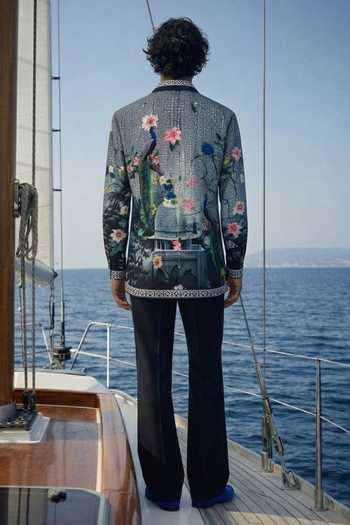 Shop_MR. Ajay Kumar_Multi Color Cotton Riyaz Printed Shirt _at_Aza_Fashions