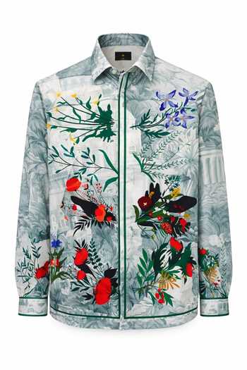 MR. Ajay Kumar_Multi Color Cotton Obelisk Grey Print Shirt _Online_at_Aza_Fashions