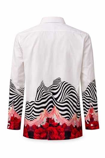 Buy_MR. Ajay Kumar_Multi Color Cotton White Wave Print Shirt _Online_at_Aza_Fashions