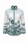 Buy_MR. Ajay Kumar_Grey Cotton Lotus Blume Print Shirt _Online_at_Aza_Fashions