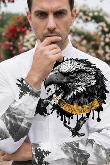 Buy_MR. Ajay Kumar_White Cotton Hawkes Print Shirt _Online_at_Aza_Fashions