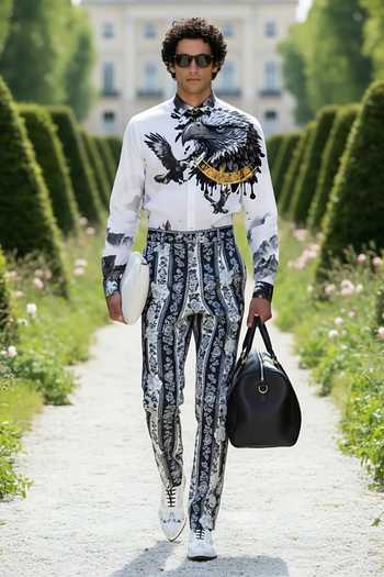 MR. Ajay Kumar_White Cotton Hawkes Print Shirt _at_Aza_Fashions