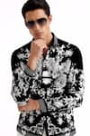 MR. Ajay Kumar_Black Cotton Fawkes Print Shirt _Online_at_Aza_Fashions