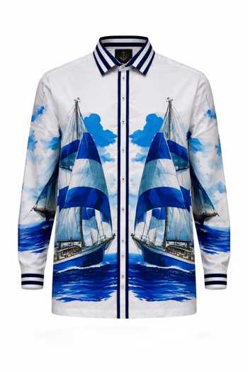 MR. Ajay Kumar_Multi Color Cotton Navigator Print Resort Shirt _Online_at_Aza_Fashions