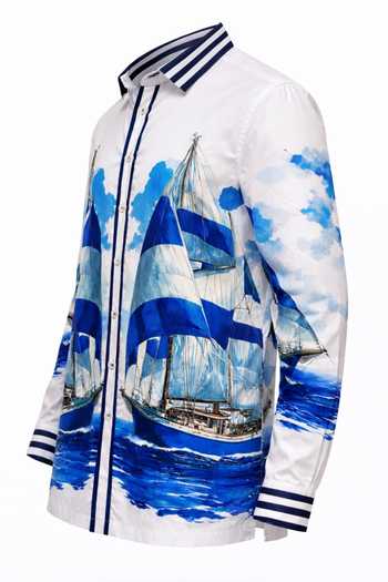 MR. Ajay Kumar_Multi Color Cotton Navigator Print Resort Shirt _at_Aza_Fashions