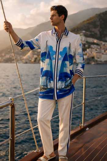 Buy_MR. Ajay Kumar_Multi Color Cotton Navigator Print Resort Shirt 