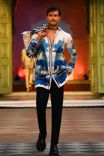 MR. Ajay Kumar_Multi Color Cotton Navigator Print Resort Shirt _Online