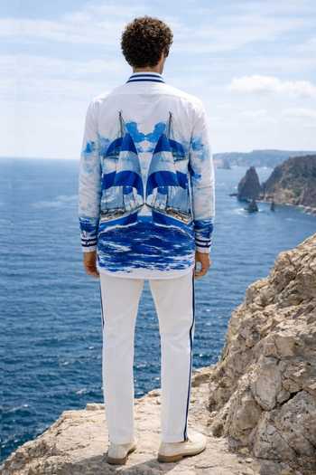 Shop_MR. Ajay Kumar_Multi Color Cotton Navigator Print Resort Shirt _at_Aza_Fashions