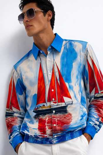 Buy_MR. Ajay Kumar_Multi Color Cotton Zephyr Print Shirt 