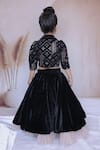 Shop_Little Loom_Black Velvet, Cotton Embroidery, Tassels Floral Embellished Jacket Lehenga Set _at_Aza_Fashions
