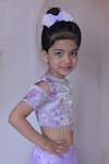 Buy_Little Loom_Lilac Silk, Cotton, Organza, Satin Stones Work Blouse And Lehenga Set _Online_at_Aza_Fashions