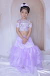 Buy_Little Loom_Lilac Silk, Cotton, Organza, Satin Stones Work Blouse And Lehenga Set _at_Aza_Fashions