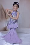 Buy_Little Loom_Purple Silk Ruffles Floral Pattern Kurta And Sharara Set _Online_at_Aza_Fashions