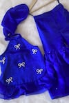 Shop_Little Loom_Blue Silk, Satin, Cotton Pearls, Bows Detailing Kurta And Sharara Set _Online_at_Aza_Fashions