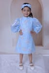 Buy_Little Loom_Blue Silk, Net Embroidery Butterfly Embellished Dress _at_Aza_Fashions