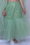 Little Loom_Mint Georgette, Crepe Mirrors Faux Work Top And Skirt Set _Online_at_Aza_Fashions