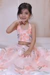 Buy_Little Loom_Peach Organza, Satin Embroidery Thread Work Lehenga Set 
