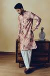 Buy_Studio 113_Pink Silk, Chanderi Chintz Print Alka Kurta _Online_at_Aza_Fashions