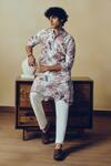 Buy_Studio 113_White Silk, Chanderi Chintz Print Kurta _Online_at_Aza_Fashions