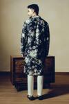 Shop_Studio 113_Black Chanderi Silk Abstract Floral Print Tara Kurta _at_Aza_Fashions