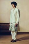 Shop_Studio 113_White Silk, Chanderi Embroidery Kantha Maya Kurta _Online_at_Aza_Fashions