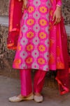 Buy_Drishti & Zahabia_Pink Silk, Crepe, Dupion, Organza Embroidery, Floral Garden Print Kurta Set _Online_at_Aza_Fashions