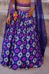 Drishti & Zahabia_Purple Silk, Dupion Sequins, Zari, Mirrors, Aarya Zardozi Ikat Print Lehenga Set _at_Aza_Fashions