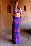 Drishti & Zahabia_Purple Silk, Dupion Sequins, Zari, Aarya Zardozi Ikat Print Top And Skirt Set _Online_at_Aza_Fashions